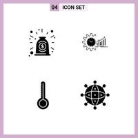 4 User Interface Solid Glyph Pack of modern Signs and Symbols of agreement time deal graphs temperature Editable Vector Design Elements