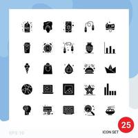 25 User Interface Solid Glyph Pack of modern Signs and Symbols of beauty jump rope scrub fitness spy Editable Vector Design Elements