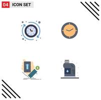 Modern Set of 4 Flat Icons and symbols such as around hand the timer smartphone Editable Vector Design Elements