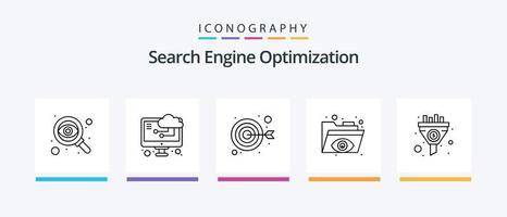 seo línea 5 5 icono paquete incluso . engranaje. enlace. carpeta. base de datos. creativo íconos diseño vector