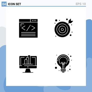 4 4 usuario interfaz sólido glifo paquete de moderno señales y símbolos de navegador monitor web diseño centrar grafico editable vector diseño elementos