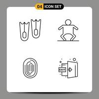 4 Thematic Vector Filledline Flat Colors and Editable Symbols of diving scan baby fingerprint scanning Editable Vector Design Elements