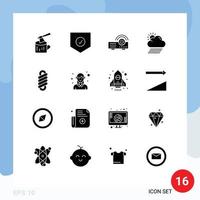 Set of 16 Modern UI Icons Symbols Signs for spring sun presentation weather cloud Editable Vector Design Elements