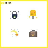 4 Universal Flat Icons Set for Web and Mobile Applications lock reload secure suit down Editable Vector Design Elements