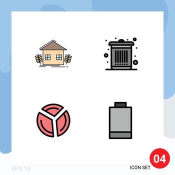 Set of 4 Vector Filledline Flat Colors on Grid for agriculture chart environment dustbin pie chart Editable Vector Design Elements