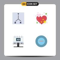 Set of 4 Vector Flat Icons on Grid for coordinates billboard love ad no Editable Vector Design Elements