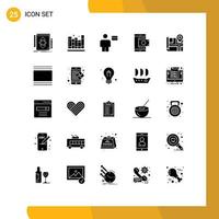 25 Thematic Vector Solid Glyphs and Editable Symbols of shopping online library mobile credit Editable Vector Design Elements