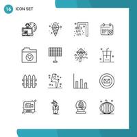 Pack of 16 creative Outlines of files day cold date medical Editable Vector Design Elements