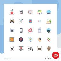 25 User Interface Flat Color Pack of modern Signs and Symbols of technology server tools cloud meeting Editable Vector Design Elements