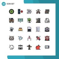 Set of 25 Modern UI Icons Symbols Signs for debit card science direct payment lung Editable Vector Design Elements