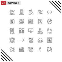 Line Pack of 25 Universal Symbols of conversation move spray left day Editable Vector Design Elements