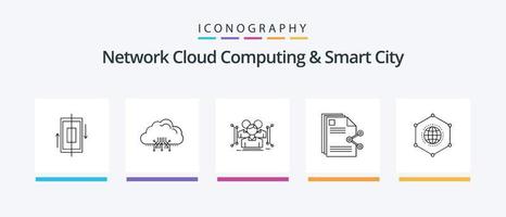 Network Cloud Computing And Smart City Line 5 Icon Pack Including anthropometry. secure. management. protection. cyber. Creative Icons Design vector