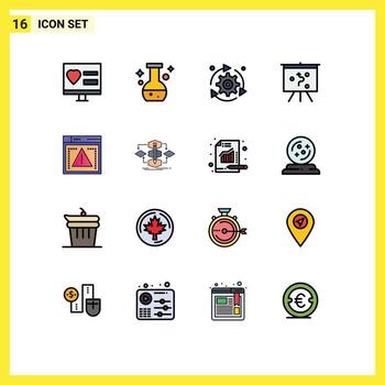 dieciséis usuario interfaz plano color lleno línea paquete de moderno señales y símbolos de archivo administración prueba tablero engranaje editable creativo vector diseño elementos