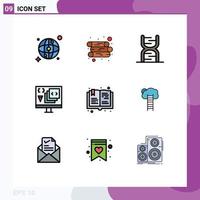 Modern Set of 9 Filledline Flat Colors Pictograph of read programming code development coding Editable Vector Design Elements