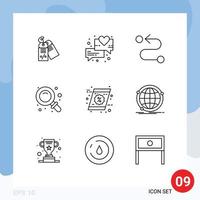 Set of 9 Modern UI Icons Symbols Signs for shopping discount road coupon research Editable Vector Design Elements