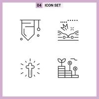 4 Universal Filledline Flat Colors Set for Web and Mobile Applications badge cross success accidents finance Editable Vector Design Elements