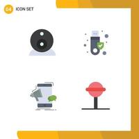 Pack of 4 creative Flat Icons of security mobile security usb promotion Editable Vector Design Elements