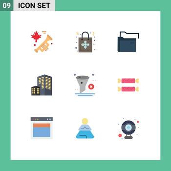 Modern Set of 9 Flat Colors and symbols such as remove development folder delete building Editable Vector Design Elements