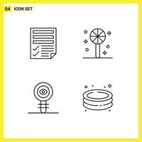 Set of 4 Modern UI Icons Symbols Signs for data chemical paper halloween laboratory Editable Vector Design Elements