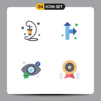 Flat Icon Pack of 4 Universal Symbols of lantern search lamp pointer view Editable Vector Design Elements