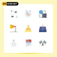 9 User Interface Flat Color Pack of modern Signs and Symbols of career photography child photo server Editable Vector Design Elements