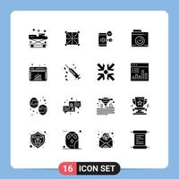 Modern Set of 16 Solid Glyphs Pictograph of image security programing phone mobile Editable Vector Design Elements