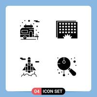 Pictogram Set of 4 Simple Solid Glyphs of camper space event schedule asian Editable Vector Design Elements