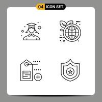 Pictogram Set of 4 Simple Filledline Flat Colors of female tag woman world eco sheriff Editable Vector Design Elements