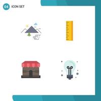 Group of 4 Modern Flat Icons Set for mountains shop clouds design store Editable Vector Design Elements