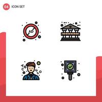 Set of 4 Modern UI Icons Symbols Signs for ad school block bank check Editable Vector Design Elements