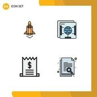 Universal Icon Symbols Group of 4 Modern Filledline Flat Colors of launch commerce promote web sale Editable Vector Design Elements