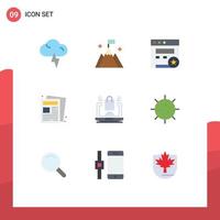 9 Universal Flat Colors Set for Web and Mobile Applications shopping laptop seo business paper Editable Vector Design Elements