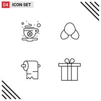 Pictogram Set of 4 Simple Filledline Flat Colors of coffee cleaning day bikini tissue Editable Vector Design Elements