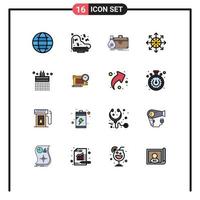 Set of 16 Modern UI Icons Symbols Signs for bath news business media ads Editable Creative Vector Design Elements