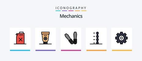 Mechanics Line Filled 5 Icon Pack Including . summer. steering. Creative Icons Design vector