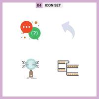 4 Flat Icon concept for Websites Mobile and Apps help information support back security Editable Vector Design Elements