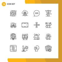 Group of 16 Outlines Signs and Symbols for game controller chat illustration artwork Editable Vector Design Elements