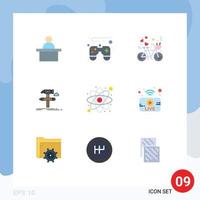 User Interface Pack of 9 Basic Flat Colors of education tools cycling tool design Editable Vector Design Elements