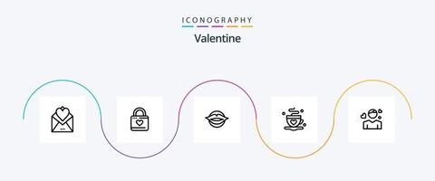 enamorado línea 5 5 icono paquete incluso amor. san valentin amor. enamorado. corazón hacker vector