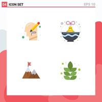 Pack of 4 Modern Flat Icons Signs and Symbols for Web Print Media such as head baby chicken thinking cart achievement Editable Vector Design Elements