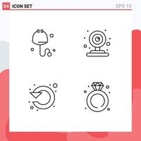 Modern Set of 4 Filledline Flat Colors and symbols such as check rotate cctv circle diamond Editable Vector Design Elements