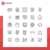 25 User Interface Line Pack of modern Signs and Symbols of arrow hardware production diy champion Editable Vector Design Elements