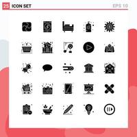 Set of 25 Modern UI Icons Symbols Signs for process making bed cogs lotion Editable Vector Design Elements