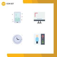 4 Thematic Vector Flat Icons and Editable Symbols of phone direction computer imac navigation Editable Vector Design Elements