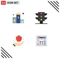 4 Thematic Vector Flat Icons and Editable Symbols of award fruit won maps healthy Editable Vector Design Elements