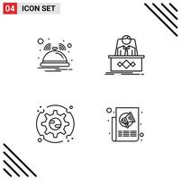 Set of 4 Modern UI Icons Symbols Signs for bell preferences service legend setup Editable Vector Design Elements