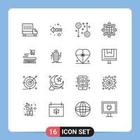 dieciséis universal contorno señales símbolos de compras comercio electrónico aptitud mundo configurar editable vector diseño elementos