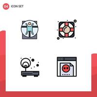 4 Filledline Flat Color concept for Websites Mobile and Apps virtruvian network scane support router Editable Vector Design Elements