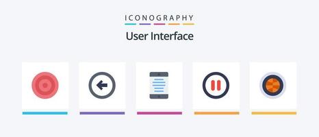 User Interface Flat 5 Icon Pack Including interface. user. left. pause. user. Creative Icons Design vector