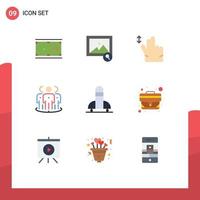 9 Thematic Vector Flat Colors and Editable Symbols of science marketing gesture group audience Editable Vector Design Elements